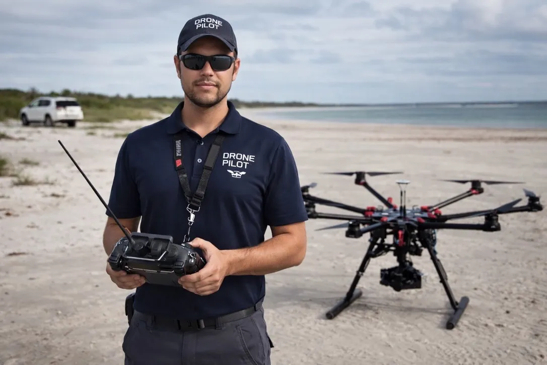 Julio Cesar drone pilot filming in the Amazon